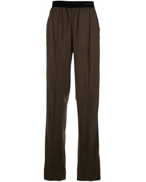 Tom Ford Trousers With Elastic Waist With Logo Lettering - Brown