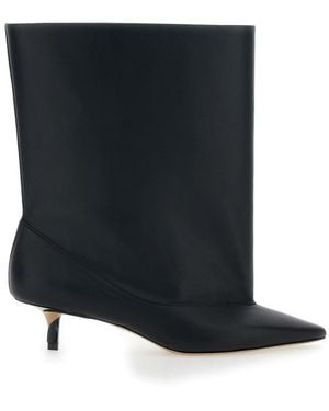 Jacquemus Stivaletti 'Les Bottes Tourni' A Punta Con Tacco Basso A Spi - Nero