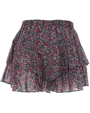 Isabel Marant 'Jocadia' Shorts With Elastic Waist And All-Over Floral Motif - Purple