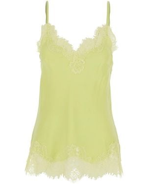 Gold Hawk Top With Lace Trim Details And Thin Strap - Yellow