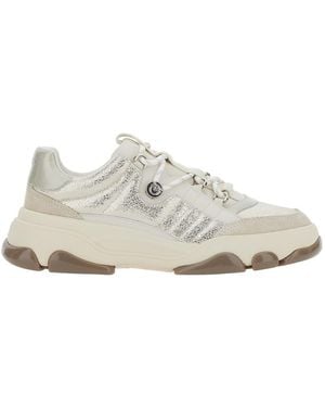 Pinko Trainer Athena 01 With Laminated Cow Suede - White