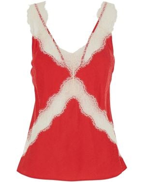 Pinko Satin Jacquard Top - Red