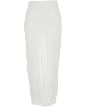 TOTEME Long Skirt With Elasticated Waist And Crinkled Design In - White