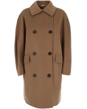 Max Mara Gioia Coat With Collar And Long Sleeves - Brown