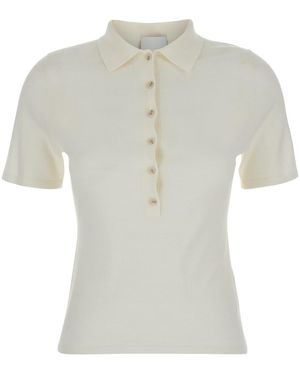 Allude Sweater With Classic Collar And Button Closure - White