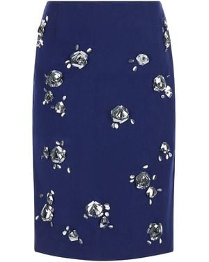 Markgong Pencil Skirt With Details And Cotton For - Blue
