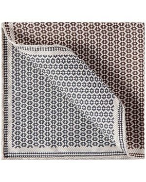 Brunello Cucinelli Fazzoletto Da Taschino Con Motivo Chevron E Stampa - Bianco