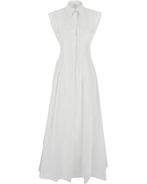Sportmax Abito 'Fabiana' Con Colletto A Punta E Cut-Out Sulla Schiena - Bianco