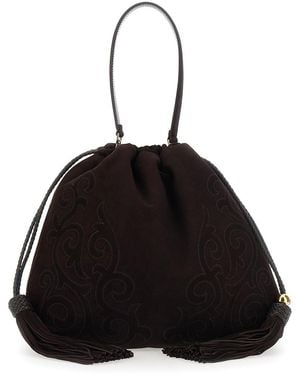 Etro Shoulder Bag Kalispera L With Suede Patch For - Black