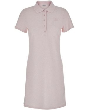 Burberry Dress With Polo Collar And Front Logo - Pink