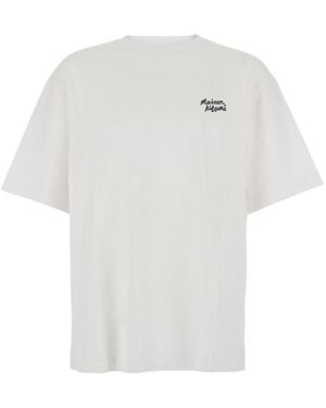 Maison Kitsuné Oversized T-Shirt With Logo Lettering On Front An - White