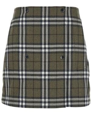 Burberry Checks Mini Skirt - Green