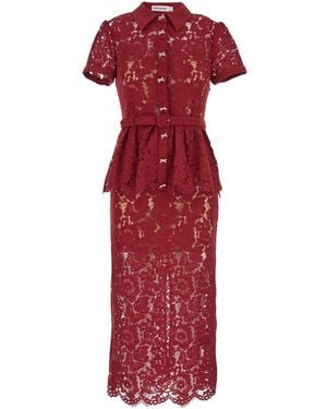 Self-Portrait Midi Dress With Crystal Embellishments And All-Over - Red