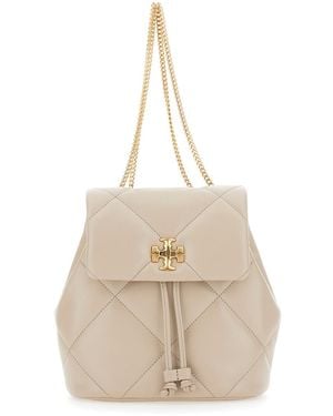 Tory Burch Backpack Kira Quilted Leather - Natural