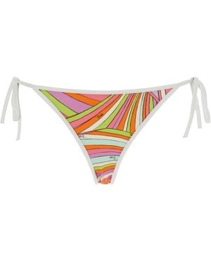 PUCCI Slip Bikini Sgambato Con Chiusura Con Lacci Regolabili E Stampa - Bianco