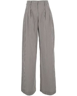 Le Plain Pants With All-Over Striped Motif - Gray