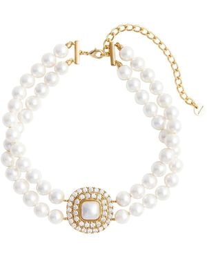 Self-Portrait Collana Choker Con Perle E Chiusura A Moschettone Sul Re - Bianco