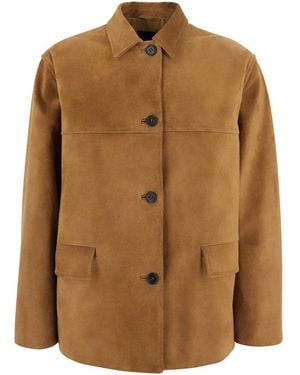 Le Plain Jacket With Classic Collar And Patch Pockets On The Fron - Brown