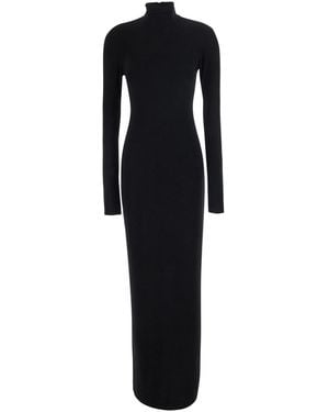 Norma Kamali Long Dress With High Collar And Back Closure - Black