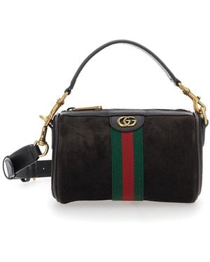 Gucci 'Ophidia Mini' Handbag With Gg Logo And Web Detail On The Front - Black