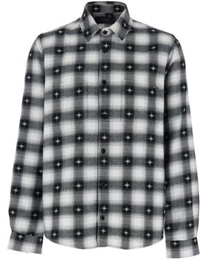 Amiri Starburst Flannel, Long Sleeves, 100% Cotton, Size: Large - Gray