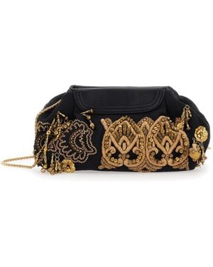 Dries Van Noten Clutch Blossom Con Cotone - Nero