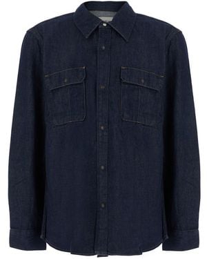 Calvin Klein Rinze Denim Shirt With Collar And Long Sleeves - Blue
