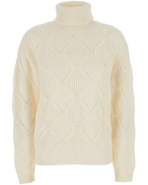Semicouture High-Neck Long Sleeve Top - White