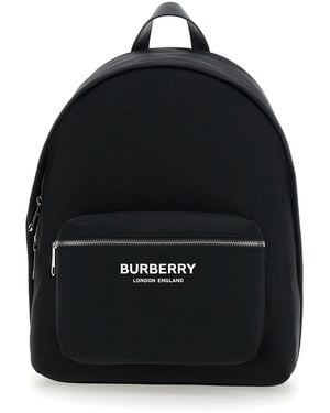 Burberry Backpack With Two Adjustable Shoulder Straps With Logo Lettering And Logolettering On The Front - Black