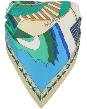 Tory Burch Printed Silk Scarf Top - Blue