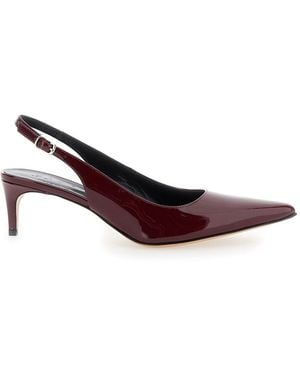 Plain 'Luisa' Slingback Court Shoes With Low Heel - Brown