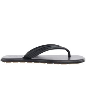 Bottega Veneta 'Sanpieri' Sandals With Thong Design And Flat Sole - Black
