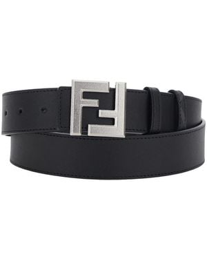Fendi Reversible Belt With Square Ff Buckle - Black