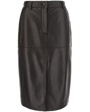 P.A.R.O.S.H. Leather Skirt With Chic Details And - Gray