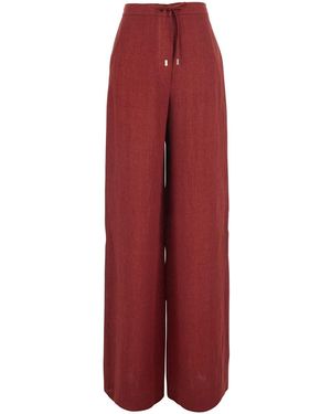 Max Mara Trousers Pelota Linen - Red