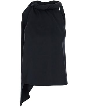 Loulou de Saison Top 'Wilma' With Twisted Silk Collar For - Black