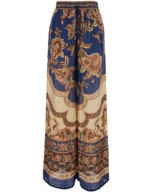 Zimmermann Relaxed Trousers Aster Silk - Blue