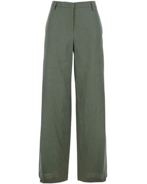 Plain Trousers With Wide Leg - Green