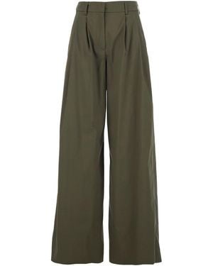 Le Plain Wide Leg Trousers With Pleats For - Green