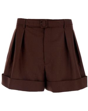 Saint Laurent Cotton Bermuda Shorts With Side Pockets For - Brown