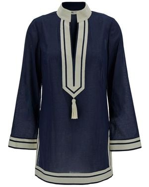 Tory Burch Tunic With Cotton Tassel - Blue