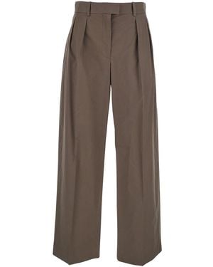 The Row 'Alfidis' Trousers With Belt Loops And Wide Leg - Brown