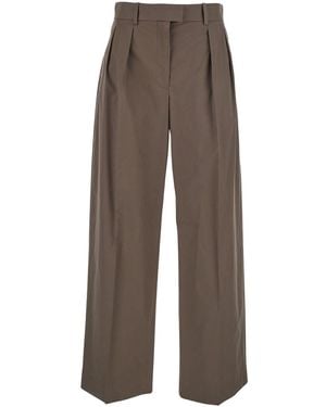 The Row 'Alfidis' Trousers With Belt Loops And Wide Leg - Brown