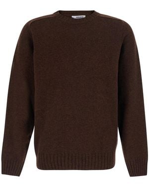 Sebago Crew Neck Jumper With Ribbed Trims - Brown