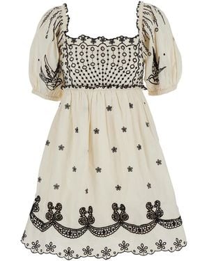 Sea Dress With All-Over Embroidery - White