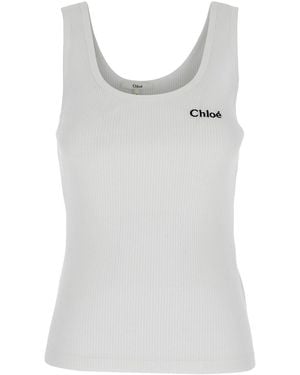 Chloé Chloé Top With Embroidered Logo On The Front - White