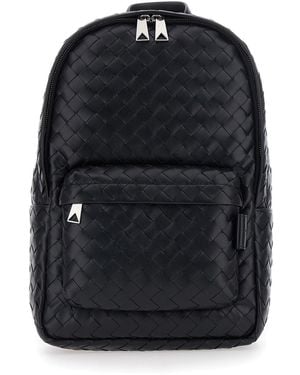 Bottega Veneta Small Backpack With Zip Pocket On The Front And I - Black