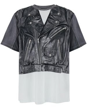 Balmain T-Shirt Girocollo Con Design A Strati - Nero