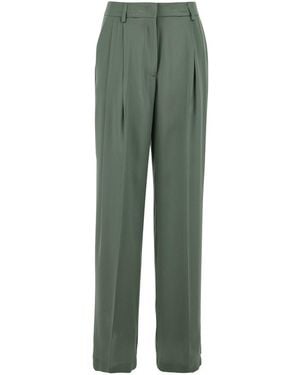 Semicouture Trousers With Front Pleats And Hidden Closure - Green