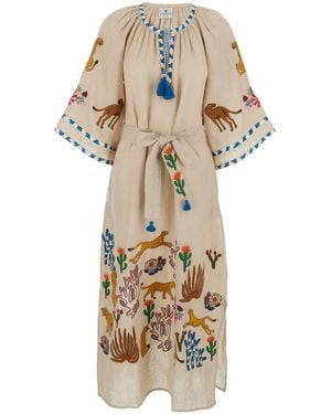 BENARAS BY CITRUS 'Congo Veronica' Kaftan With Adjustable Waist - Natural
